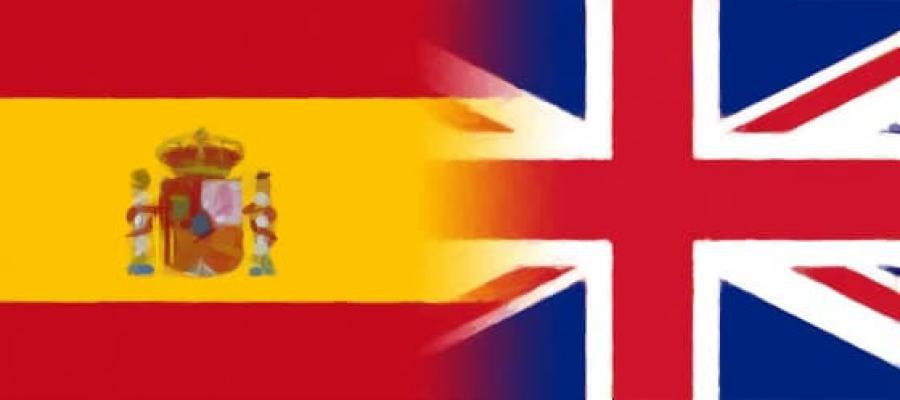 Uk and Spain Fused Flags