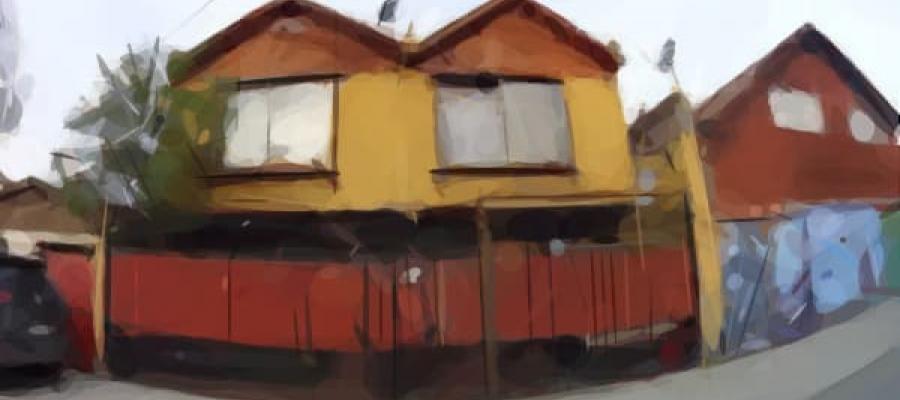 Dibujo de dos casas amarillas unidas
