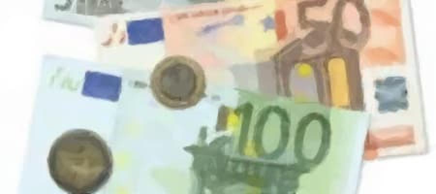 Dibujo de monedas y billetes de euro